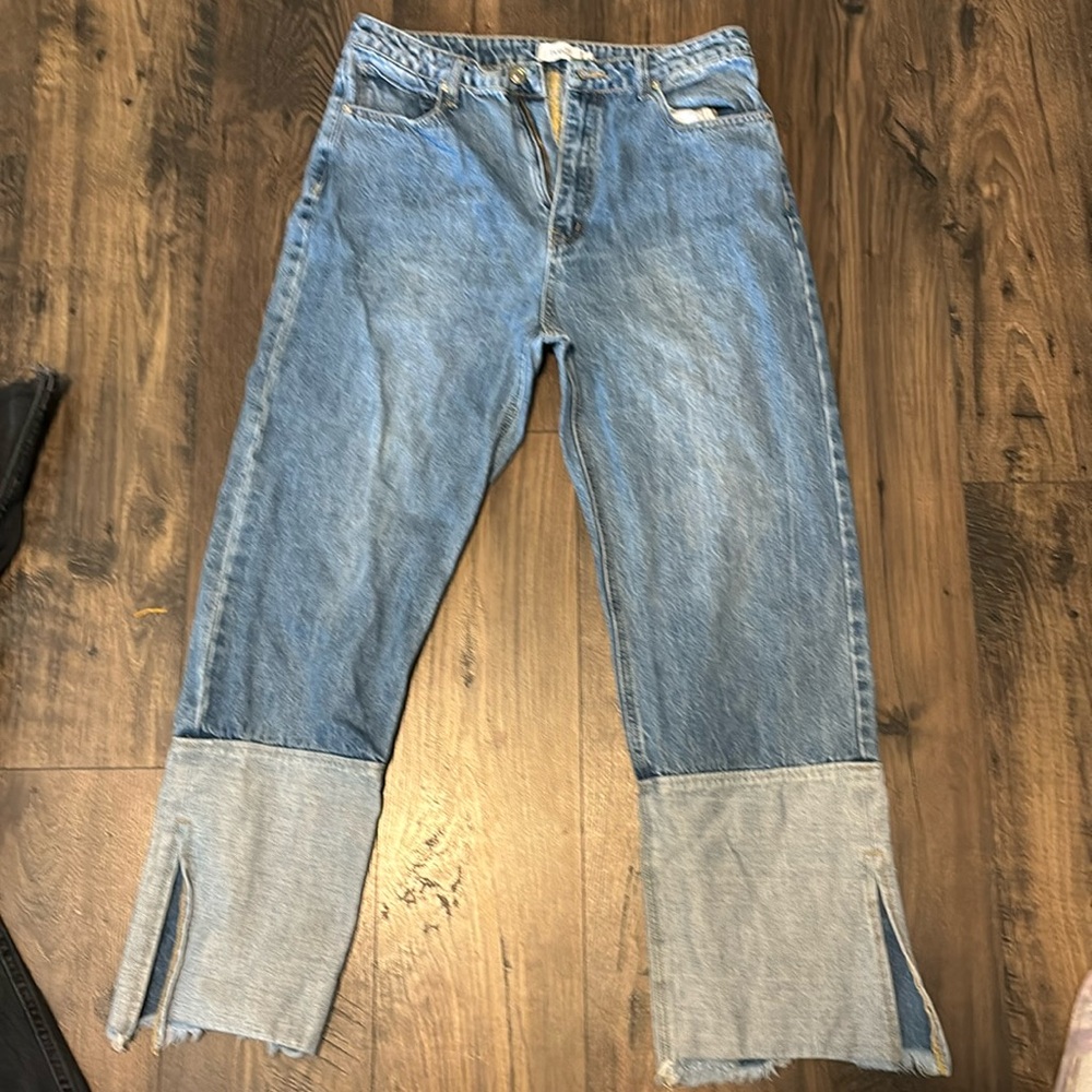 Rue21 two tone split leg distressed bottom size 12 jeans